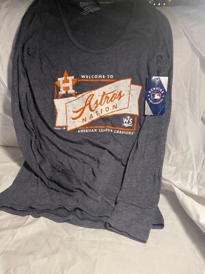 Houston Astros MLB Majestic Threads Womens Large Gray Jersey Shirt 2022 Champs  - Image 1 of 4