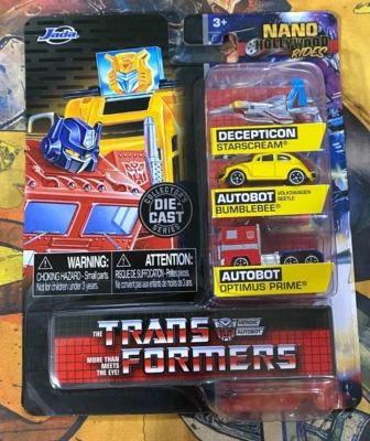 Jada Transformers NANO Hollywood Rides Micro Die-Cast Metal Bumble Bee Optimus - Image 1 of 2