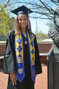 Sigma Gamma Rho ROYAL Blue Argyle Graduation Stole- w/crest - Picture 1 of 2