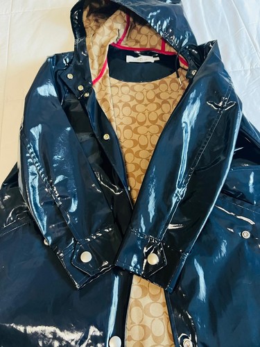 Impermeabile Coach con fodera firmata blu navy
