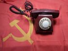 B55 Vintage VEF TA-68 Rotary Telephone Burgandy CCCP Russian Soviet USSR
