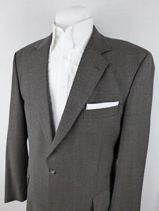 Jos A Bank Sport Coat Blazer Men 42L Brown Houndstooth Wool Suit Jacket 2 Button - Picture 1 of 15