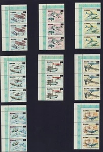 ZAIRE 1985 STORIA DELL'AVIAZIONE STRISCIA X 3 SET SOVRASTAMPE SAVENA AIRLINES - Foto 1 di 1
