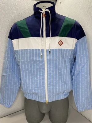 Casa Blanca Mens Track Jacket Blue/Multi Size M Pinstripe Laurel Nylon Full Zip - Image 1 of 4