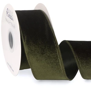 Moosgrün Samt Drahtband 2,5 Zoll Samt mit Satin Weihnachtsband Fo... - Bild 1 von 4