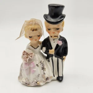 Norcrest 1950's Wedding Bride & Groom Ceramic Figurine Cake Topper 3” Japan - Picture 1 of 12