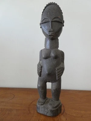 STATUE ANCIENNE AFRIQUE FEMME PETITE BOIS NOIR BAMBARA ( ?) ART AFRICAIN - Photo 1/4