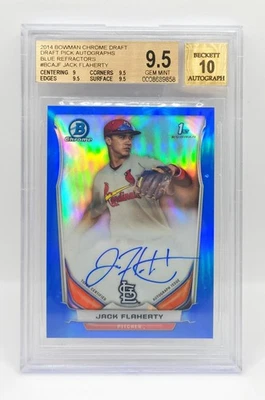 Jack Flaherty 2014 Bowman Chrome 1st Blue Refractor AUTO /150 BGS 9.5 Cardinals - Image 1 of 3