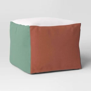Colorful Block Dorm Pouf - Room Essentials™: Upholstered Square Ottoman, No - Picture 1 of 1
