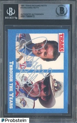 Richard Petty HOF Signed 1991 Traks Racing #18 AUTO BGS BAS - Image 1 of 2