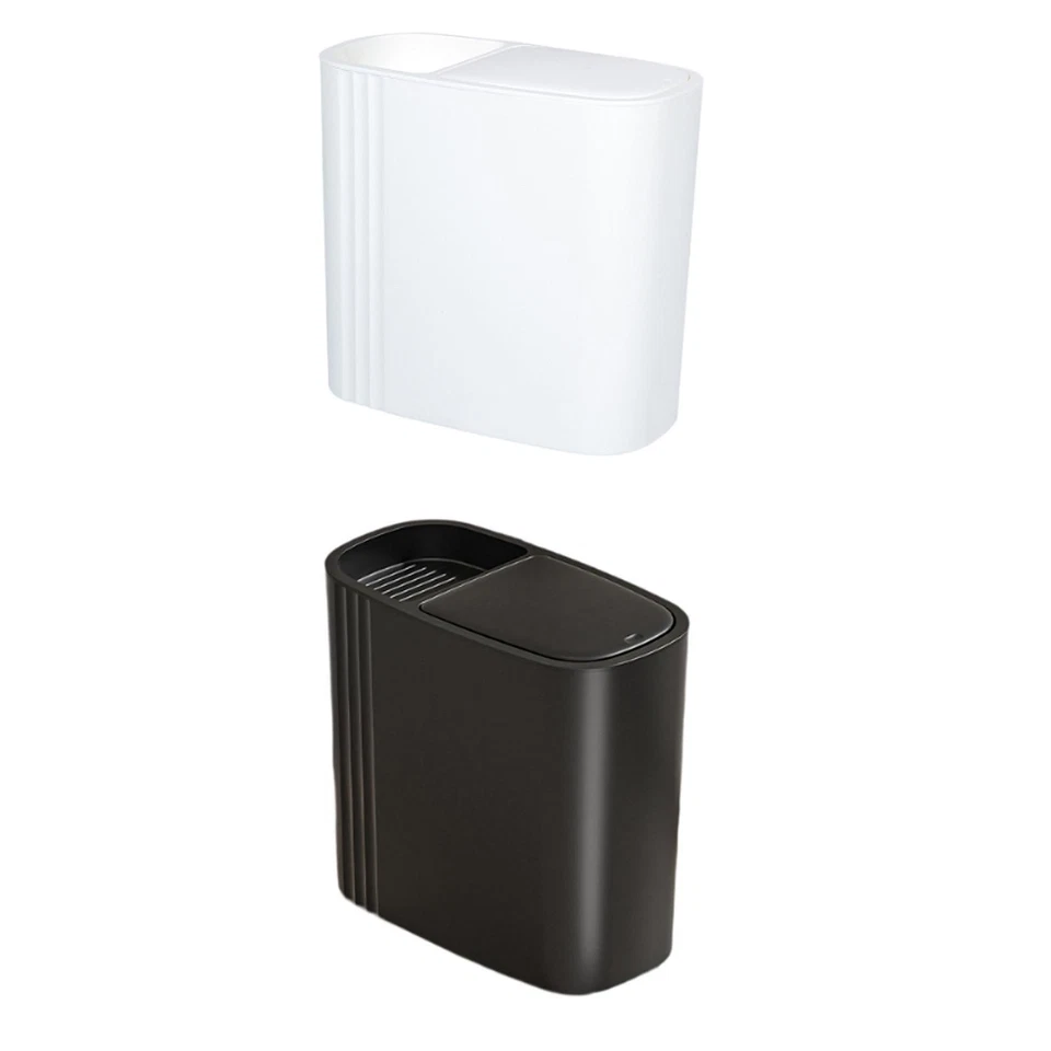 Bathroom Trash Can with Lid Compact Rectangular Small Slim Garbage Bin 12L for - Image 1 of 1