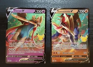 Pokemon Celebrations 25th Anniversary Zamazenta V 018/025 & Zacian V 016/025 - Picture 1 of 3