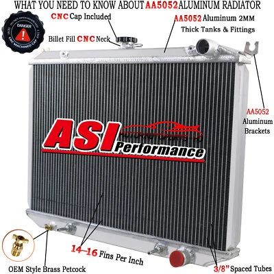 Radiador de aluminio ASI de 3 filas para camioneta Nissan D21/Nissan 86-94 95-1997 2,4 L Foto 1 de 4