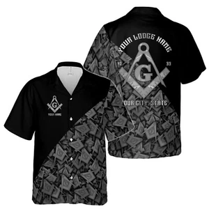 Camisa hawaiana multicolor Mason Master Mason personalizada S-5XL - Imagen 1 de 20