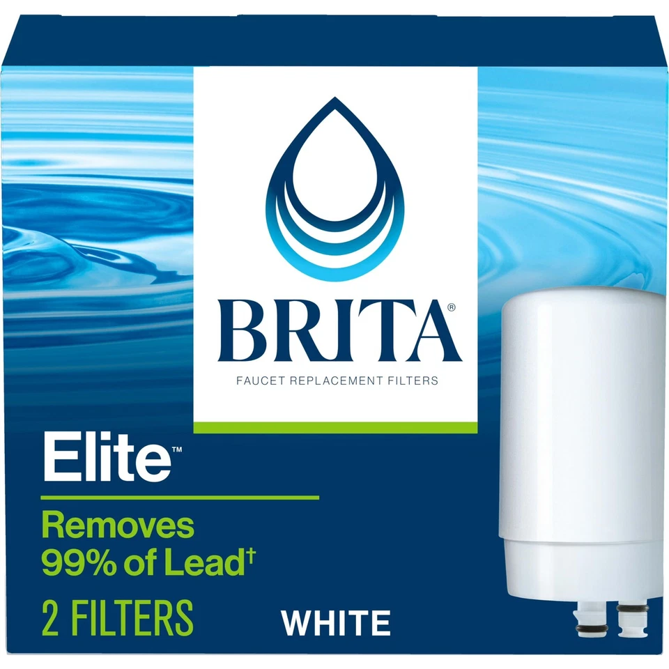 NEW Brita Faucet Elite White Filter Replacement 2 Pack Remove 99% Lead - Image 1 of 3