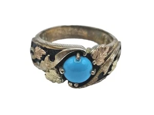Anillo Black Hills Oro Turquesa Plata de Ley 925 y Oro 12k Talla 7 - Imagen 1 de 6