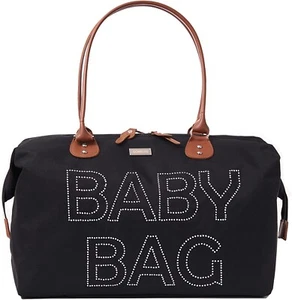 Rhinestone Baby Diaper Bag Shower Gift Gender Neutral Insulated Bottle Pockets - Picture 1 of 5