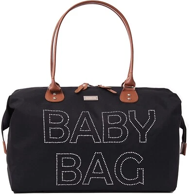 Bolsa de pañales para bebé con diamantes de imitación regalo de ducha género neutro aislado bolsillos para biberón Foto 1 de 4