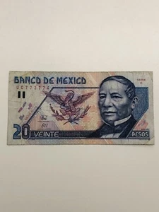 Mexico 20 Pesos 1994 Series K P-106 Ladder Serial U 0773774 - Picture 1 of 2
