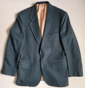 Vintage Club Room Blazer Mens 39R Dark Green Camel Hair Sport Coat Suit Jacket - Picture 1 of 11