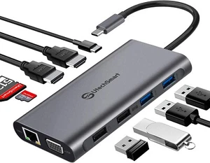 Stations D'Accueil Hub USB C Internet 2 HDMI VGA SD Pour PC Portable Ordinateur - Photo 1/8