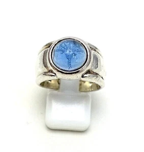 759. genialer Vintage Ring offen changierender blauer Stein 925 Silber RG.54-55 - Bild 1 von 8