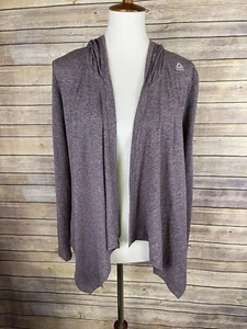 Reebok XS Space Dyed Purple Hooded Open Front Jacket Lightweight Waterfall Style - Bild 1 von 11