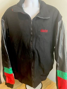 Vintage Castrol Performance Gear Osterman Black Red Green Leather Arms 2XL Heavy - Picture 1 of 8