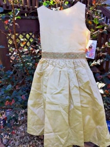 FANCY KIDS COLLECTION Gold Glitz 100 % SILK Glamour Little Girls Dress SIZE 6X ❤ - Picture 1 of 10