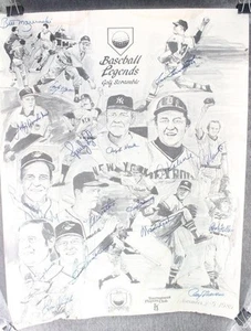 Original Signed Autographed Baseball Legends Golf Scramble Poster 17 Signatures - Picture 1 of 1