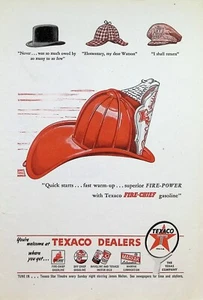 VINTAGE 1940s Print Ad ~ Texaco Fire-Chief Gasoline ~Quick starts...fast warm-up - Picture 1 of 1