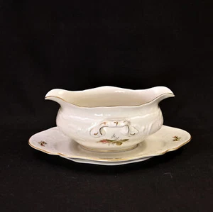 Rosenthal Gravy Boat Classic Moss Rose Red w/Gold 1979-1990 Capacity 16 Ounces - Picture 1 of 19