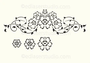 Flower Stencil French Floral Vintage Ornament Paint Furniture Cardmaking FL76 - Picture 1 of 9