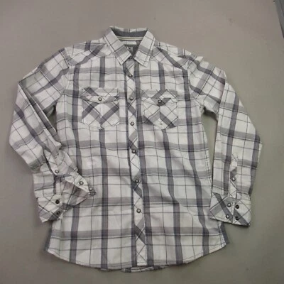 Camisa BKE Manga Larga Para Hombre Pequeña Ajuste Estándar Botón Frontal Bolsillos a Cuadros Foto 1 de 4