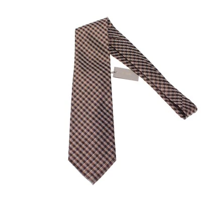 Tom Ford NWT Neck Tie in Light/Dark Brown & White Check 100% Silk Made in Italy - Image 1 of 4