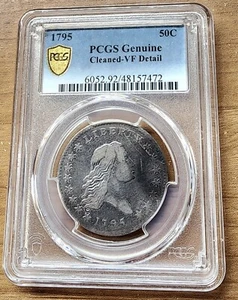 1795 Flowing Hair Half Dollar, O-109, T-16. Rarity-4, Two Leaves, PCGS VF Detail - Picture 1 of 2