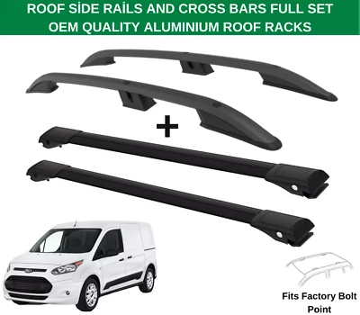 Roof Side Rails And Cross Bars Alu Black For Ford Transit Connect LWB 2013-2024 - Image 1 of 4