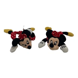๐ LOT OF 2 VINTAGE DISNEYWORLD DISNEY MINNIE MOUSE SCRUNCHIE HAIR BANDS PLUSH - Picture 1 of 4