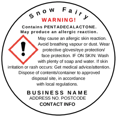 700 (20 sheets) Personalised CLP Wax Melt Warning Labels Safety Stickers. 3.7CM - Image 1 of 2