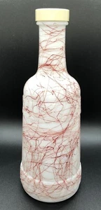Vintage Hazel Atlas Red String Splatter White Milk Glass Bottle w Thread Cap - Picture 1 of 8