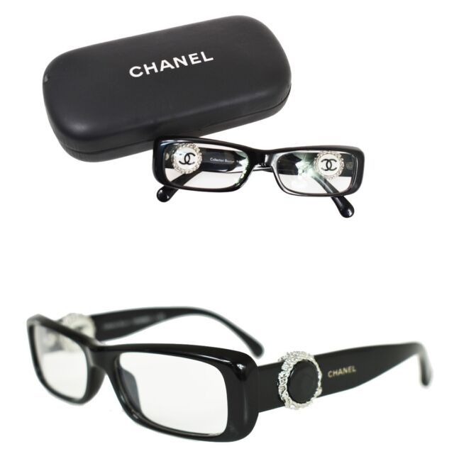 CHANEL Black Round-frame Optical Glasses ($345) ❤ liked on Polyvore  featuring accessories, eyewear, eyeglasses, c…