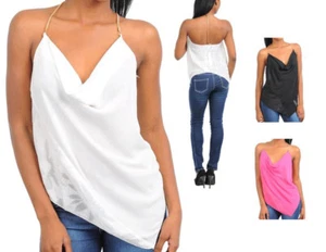 T back Metal Strap Asymmetrical Tank Top - Picture 1 of 1