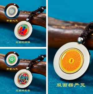 Pendant Tibetan Buddhist Shurangama Mantra Green Tara Amulet Necklace - Picture 1 of 15