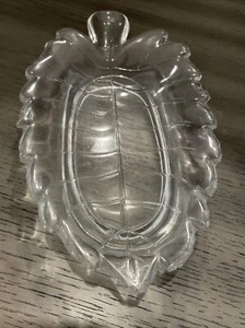 Antik Klarglas Schmuck Bonboniere Blattmuster - Bild 1 von 9