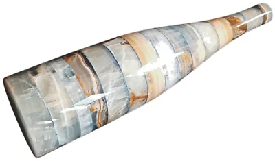 Handmade Antique Bottle Shaped Vase Blue-White Marble , Home Decor 15"x 4", 1 pc - Image 1 of 4