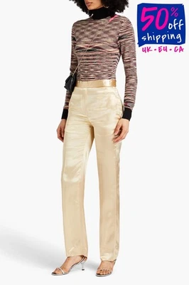 RRP€670 VICTORIA BECKHAM Satin Trousers UK4 US0 IT36 XXS Made in Portugal - Image 1 of 4