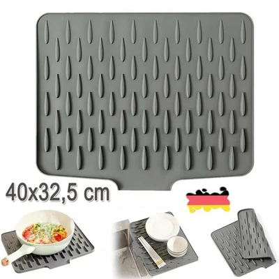 Abtropfmatte Spülmatte Unterlage Geschirr Matte Spüle Silikon 40x32,5 cm Grau DE - Bild 1 von 4