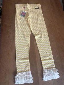 NWT Matilda Jane Good Hart Chevron Stripes Yellow Knit Ruffle Pants Sz 12 Cute - Picture 1 of 4