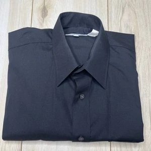 Vintage Yves Saint Laurent Hemd YSL Knopfleiste Baumwolle Schwarz Größe 15 32/33 - Bild 1 von 10