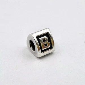Authentic Pandora 925 ALE Silver Letter B Triangle Block Bead Charm - Picture 1 of 5